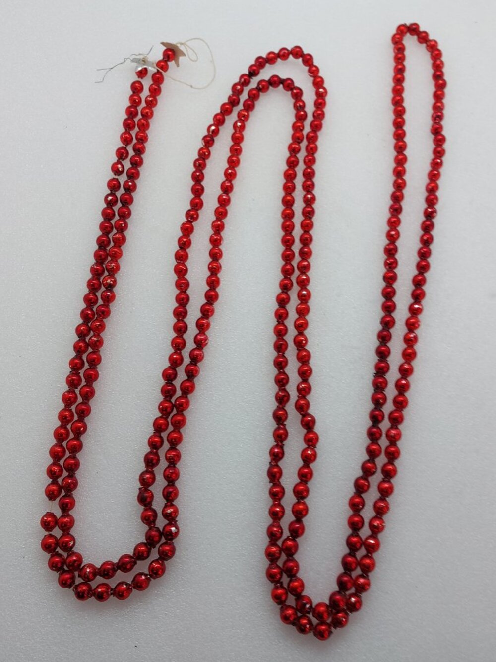 Vintage Red Mercury Glass Beads Christmas Tree Beaded Garland